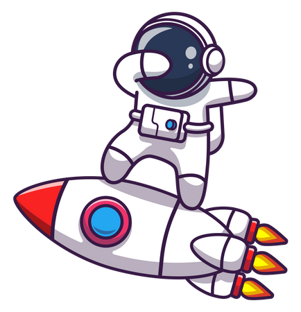 Astronauta dançando em foguete  Ilustração