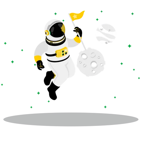 Astronauta vagando por el espacio  Ilustración