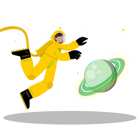 Astronauta vagando por el espacio  Ilustración