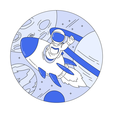 Astronauta se desliza hacia el espacio  Ilustración