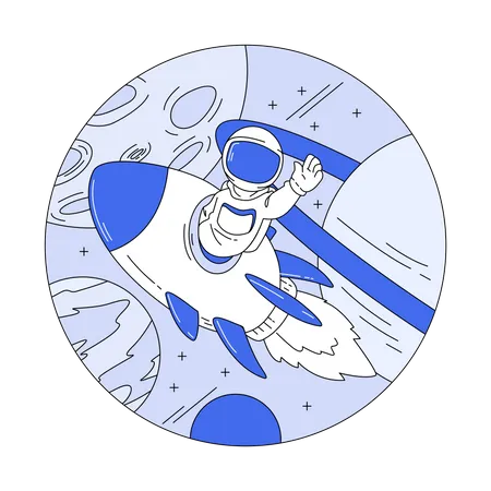 Astronauta desliza para o espaço  Ilustração