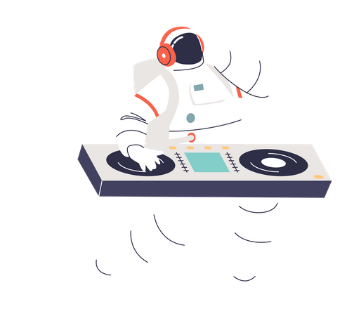 Astronauta dj bailando  Ilustración