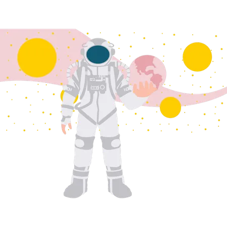 Astronauta parado no espaço  Ilustração
