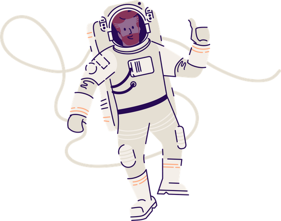 Astronauta em traje espacial flutuando  Ilustração