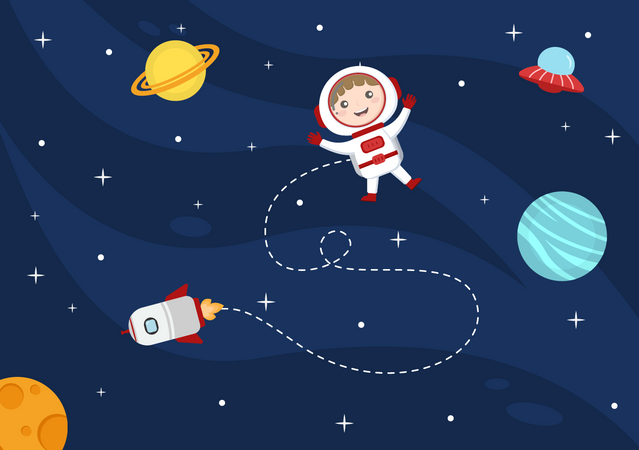 Astronauta en el espacio  Ilustración