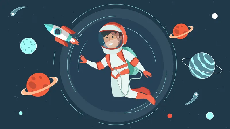 Astronauta en el espacio  Ilustración
