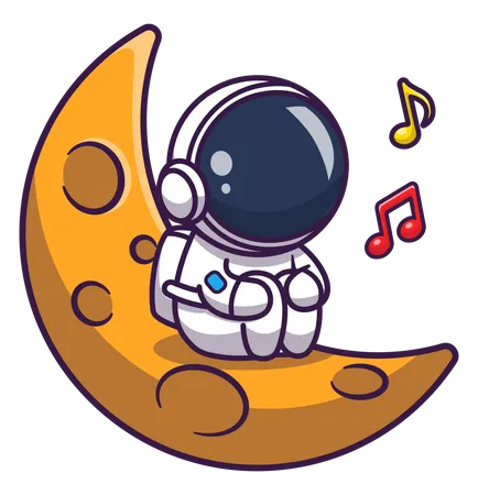 Astronauta escuchando musica  Ilustración