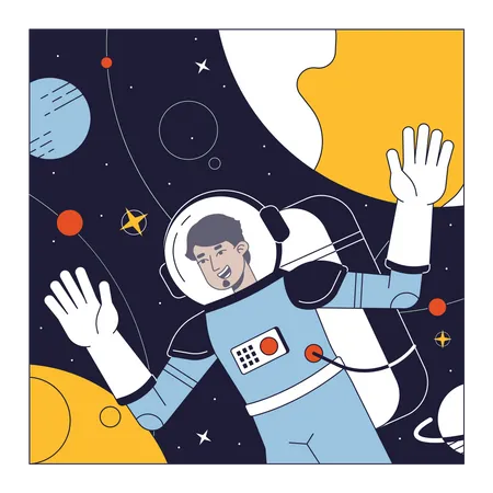 Astronauta explorando el espacio  Ilustración