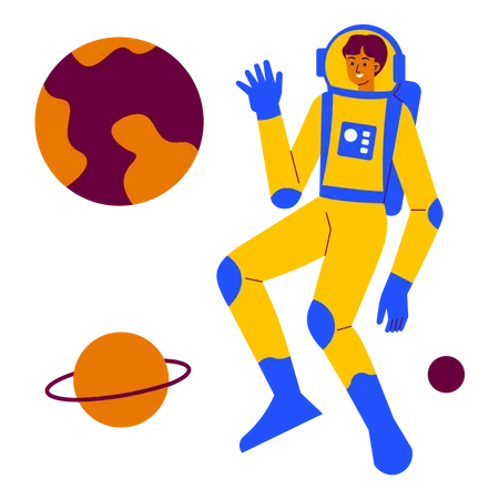 Astronauta explorando o espaço  Ilustração