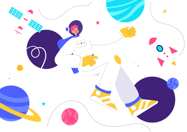 Astronauta fazendo exploração espacial  Ilustração