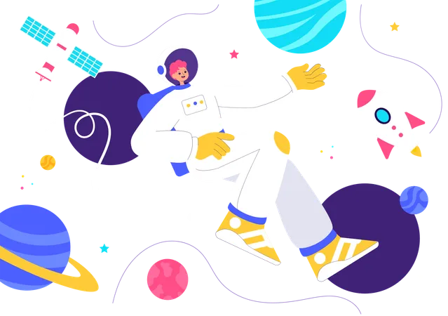 Astronauta fazendo exploração espacial  Ilustração