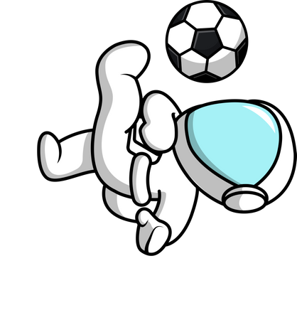 Astronauta fazendo Sommer Sault com bola de futebol  Ilustração