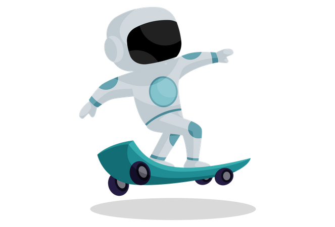 Astronauta andando de skate  Ilustração