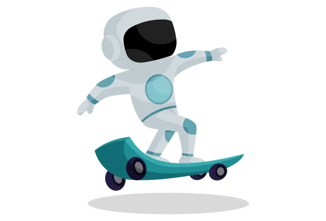 Astronauta andando de skate  Ilustração