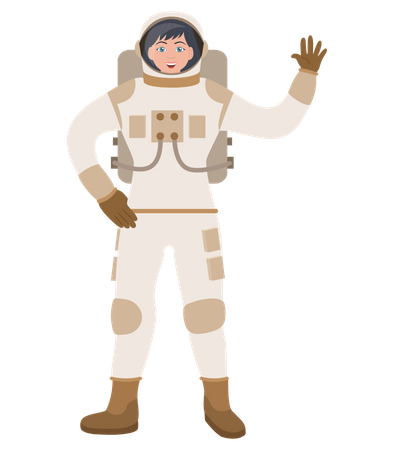 Astronauta feminina dizendo olá  Ilustração