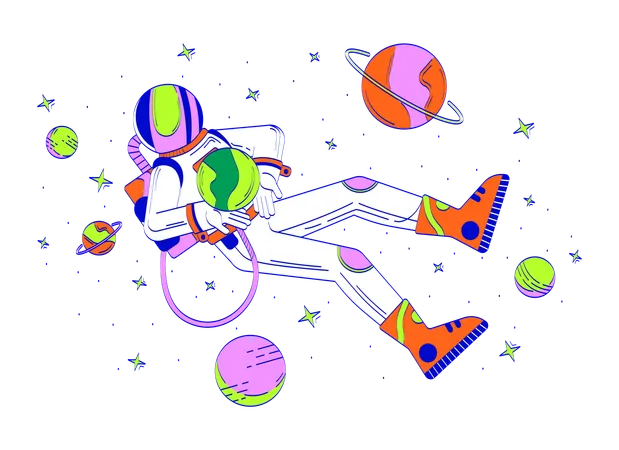 Astronauta flotando en el espacio  Ilustración