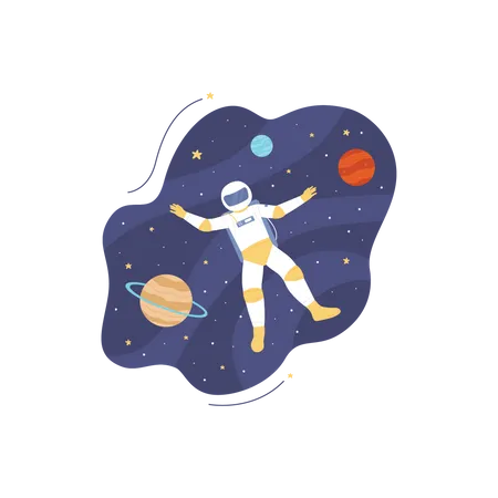 Astronauta flotando en el espacio  Ilustración