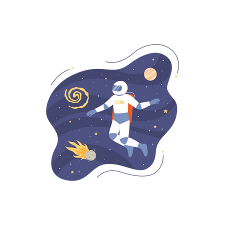 Astronauta flotando en el espacio  Ilustración