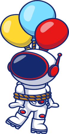 Astronauta flutuando com balão  Ilustração