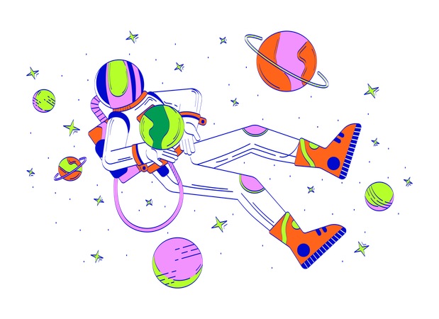 Astronauta flutuando no espaço  Ilustração