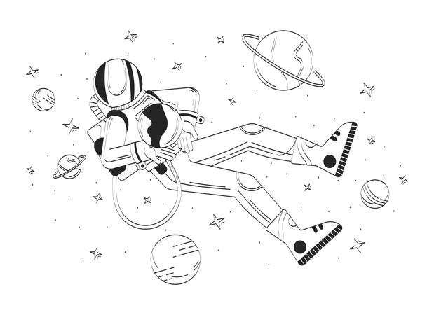 Astronauta flutuando no espaço  Ilustração