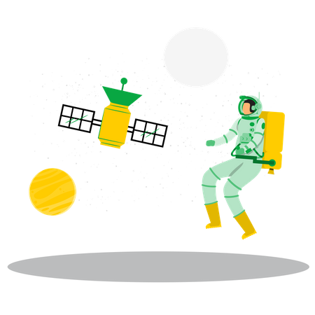 Astronauta haciendo caminata espacial  Ilustración