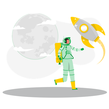 Astronauta indo para o espaço  Ilustração