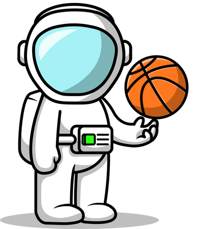 Astronauta jogando basquete  Ilustração