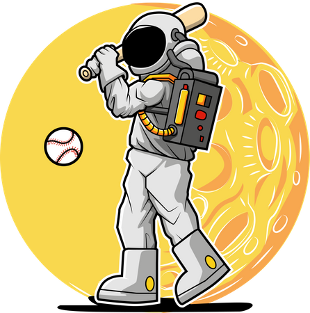 Astronauta jogando beisebol  Ilustração
