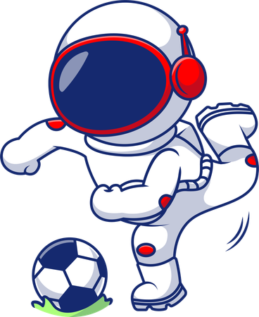 Astronauta jogando bola de futebol  Ilustração