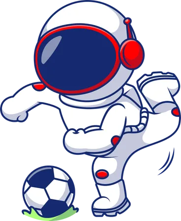 Astronauta jogando bola de futebol  Ilustração