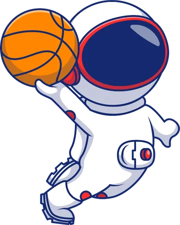 Astronauta jugando baloncesto  Ilustración