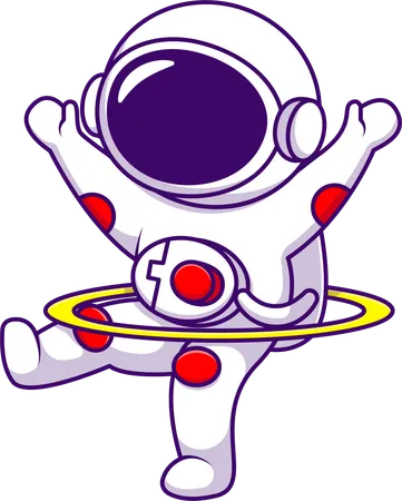 Astronauta jugando hulahoop  Ilustración