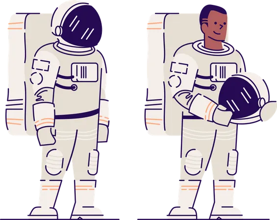 Astronauta Masculino Com Ilustracao Vetorial Plana De Capacete Sorrindo Cosmonauta Afro Americano Explorador Espacial Segurando Capacete Personagem De Desenho Animado Isolado Em Fundo Branco Missao Espacial Exploracao Do Universo Ilustração