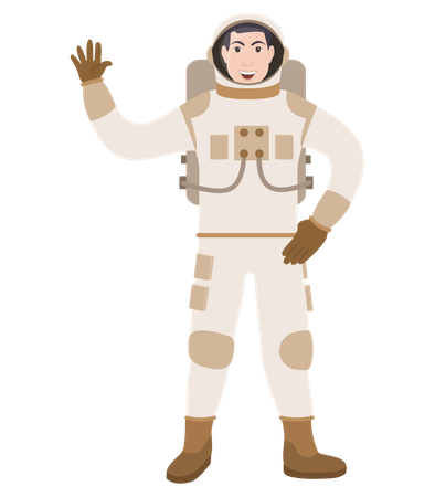 Astronauta masculino dizendo olá  Ilustração