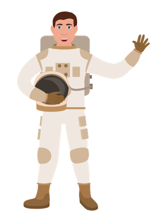 Astronauta masculino dizendo olá  Ilustração