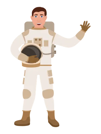 Astronauta masculino dizendo olá  Ilustração