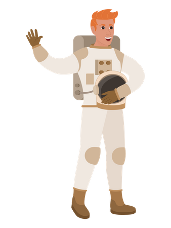 Astronauta masculino dizendo olá  Ilustração