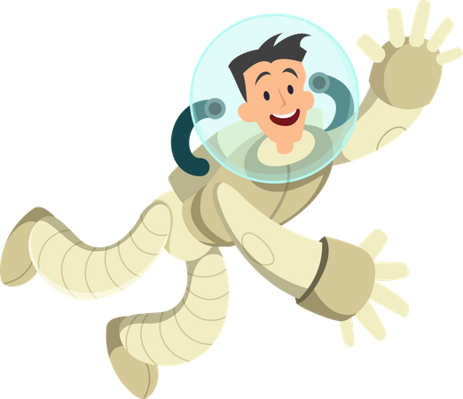 Astronauta masculino em traje espacial flutuando  Ilustração