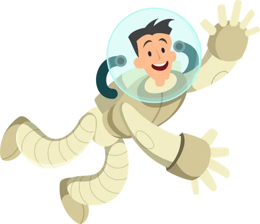 Astronauta masculino em traje espacial flutuando  Ilustração