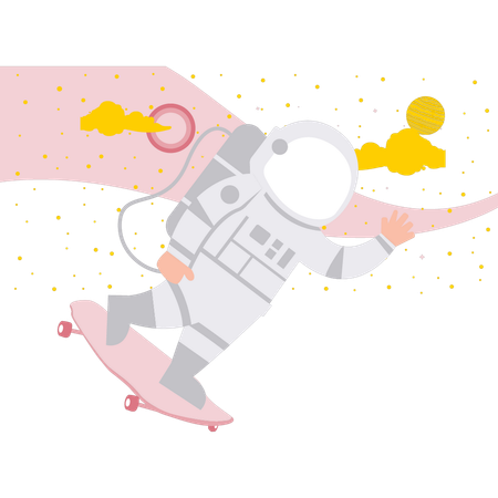 Astronauta patinando en el espacio  Ilustración