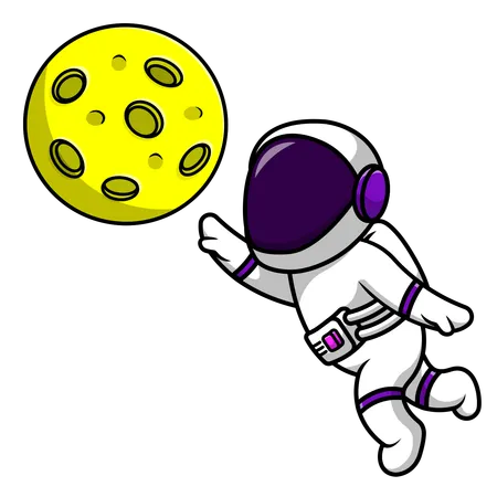 Astronauta pegando a lua  Ilustração