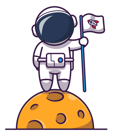 Astronauta segurando bandeira  Ilustração