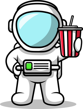 Astronauta segurando refrigerante  Ilustração