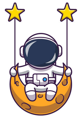 Astronauta sentado en el columpio lunar  Ilustración