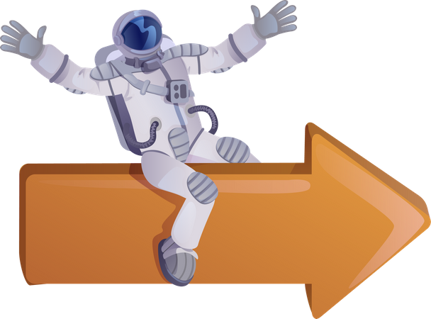Astronauta sentado en la flecha  Ilustración