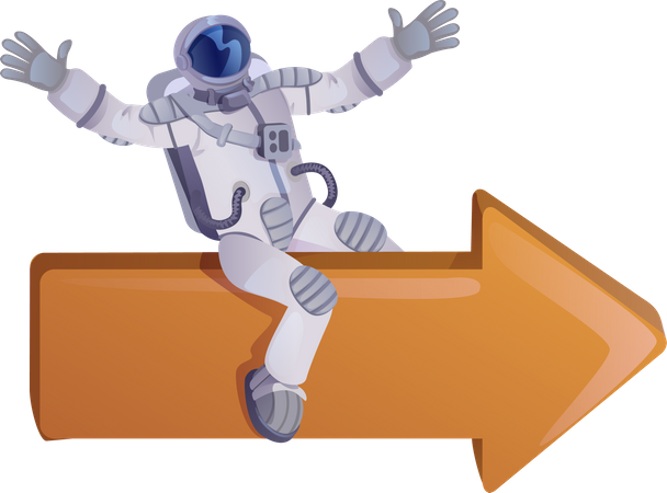 Astronauta sentado en la flecha  Illustration