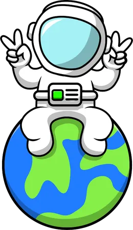 Astronauta sentado en la tierra  Ilustración
