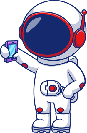 Astronauta usando el teléfono  Ilustración