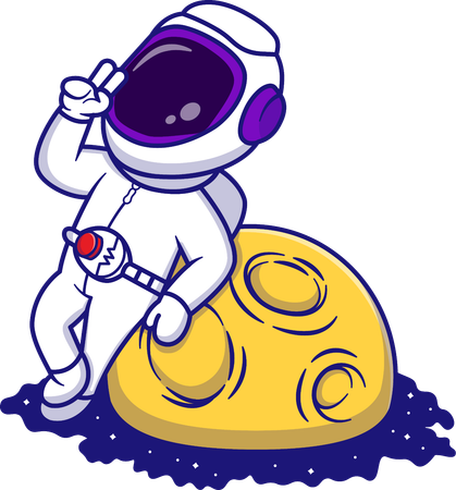 Astronauta y luna  Ilustración